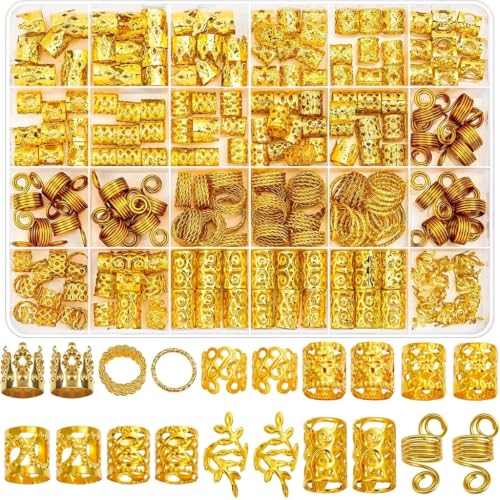 Image of PALAY 220 Pcs Gold Tic Tac Hair Clips Beads Cuffs Accessories for Braids