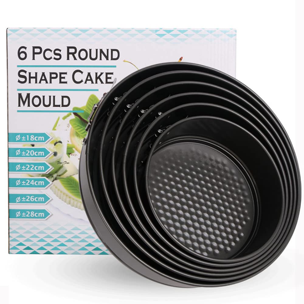 Juego de 6 moldes para pasteles(7 8 9 10 11 12 pulgadas) Moldes para hornear redondos antiadherentes con forma de resorte para tarta de queso