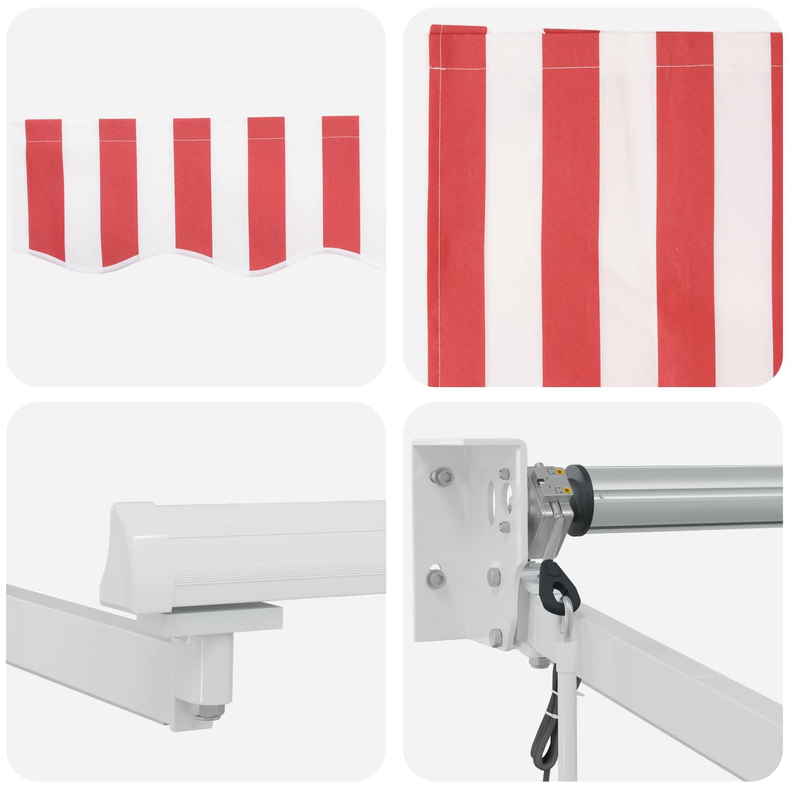Toldo Retráctil Eléctrico Rojo Y Blanco 3 X 2,5 M | Marco de aluminio sólido, sensor de tiempo incorporado, iluminación LED, diseño moderno