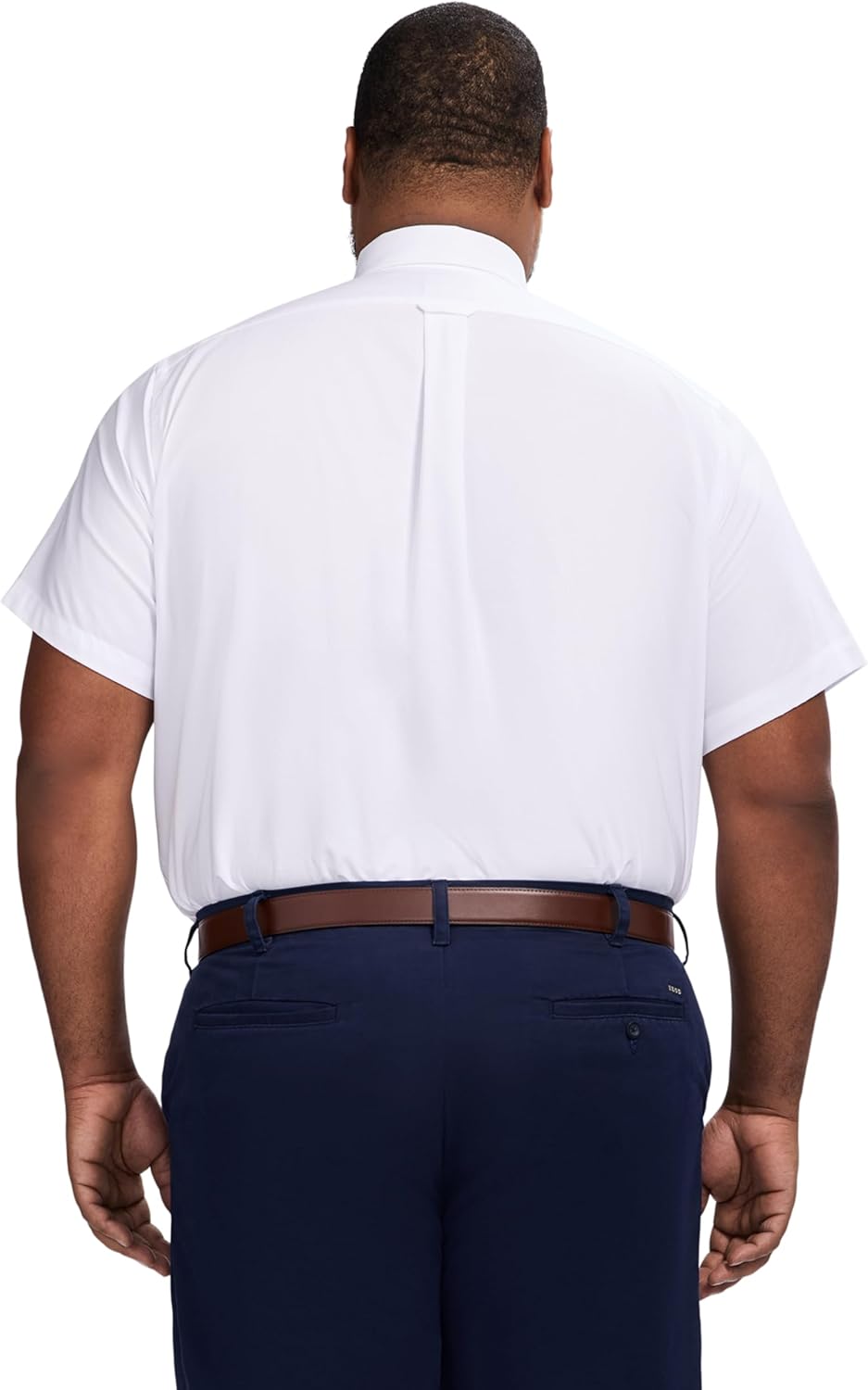 Izod Men's Big Dress Shirt Oxford Short Sleeve All Over Stretch Button Down Collar - Image 2