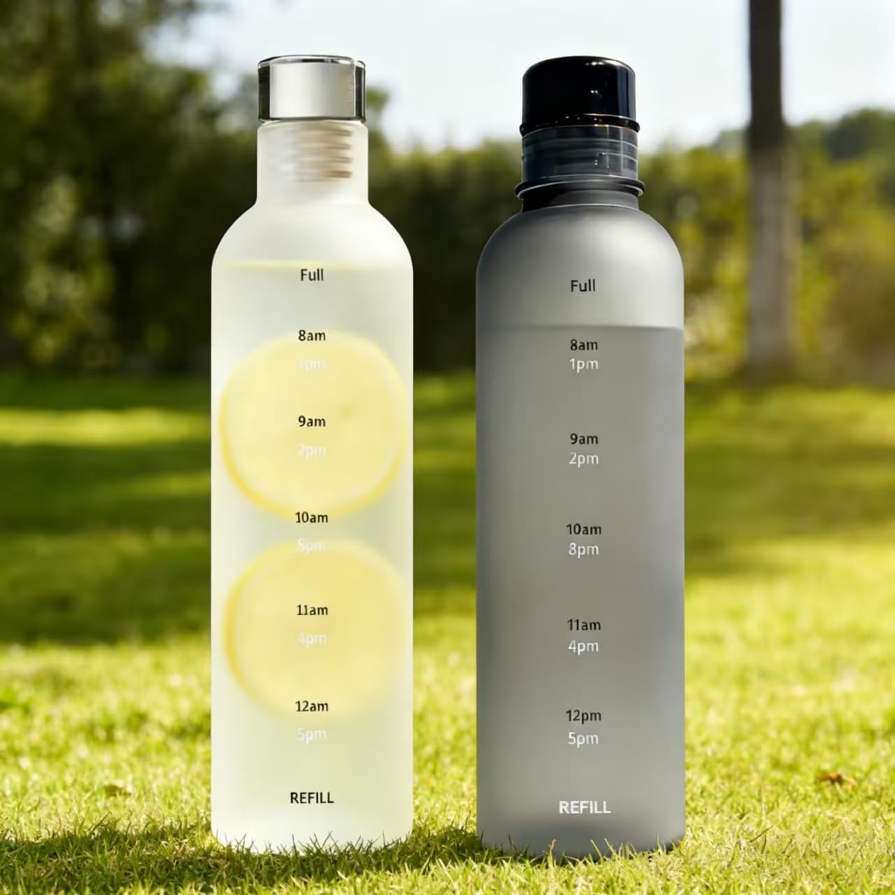 17oz Water Bottle with Time Marker, Plastic Clear Water Bottle, Leakproof and Shatterproof, Lightweight Sports Water Bottle for Gym, Travel, School and Office (Matte Black) image 3