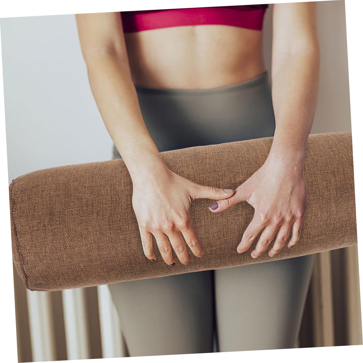 Cuscino per Yoga Cilindrico Multifunzionale in Cotone e Lino, Leggero e Adatto per Gambe, per Ufficio e Palestra, Supporto Ergonomico per Amanti dello Yoga