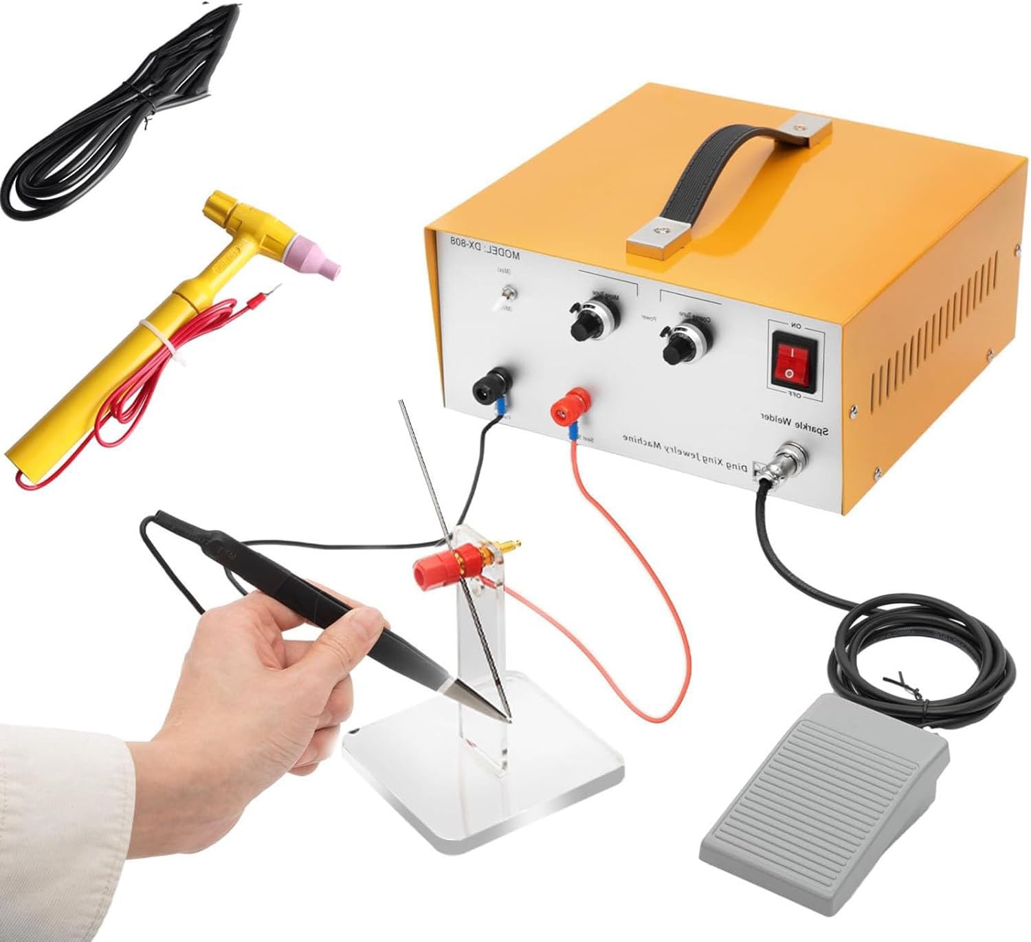 GYKOZY Jewelry Spot Welding Machine, 80A Pulse Spot Welder with Foot Pedal for Gold Silver Platinum Household DIY