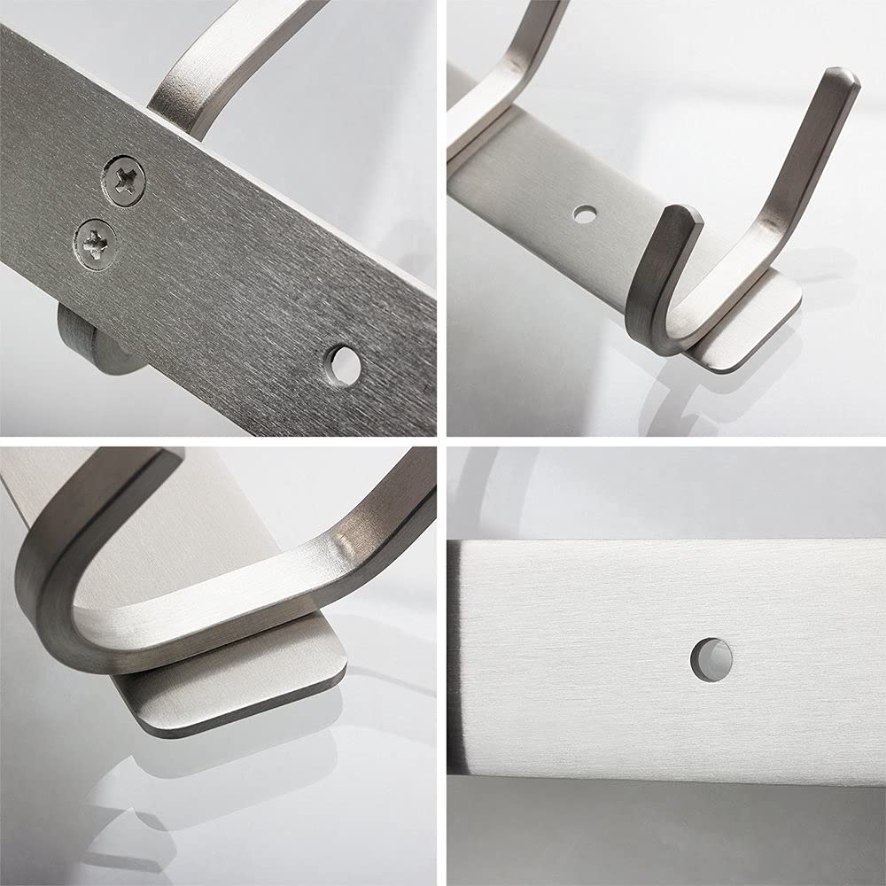 ERWEY Appendiabiti da Parete, Attaccapanni da Muro, Appendiabiti in Acciaio Inox, Attaccapanni Parete per Cameretta, Ingresso, Cucina, Bagno