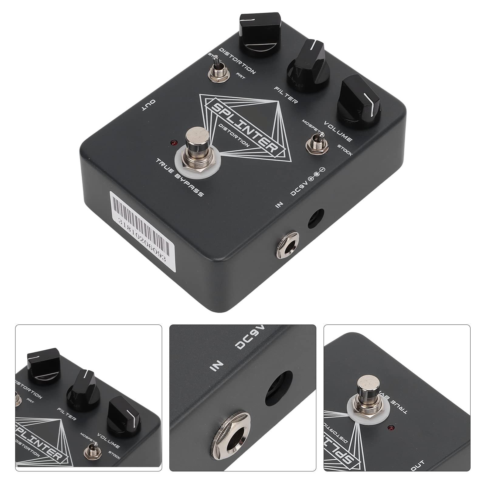 Pedal de Guitarra eléctrica con Efecto de distorsión, Filtro, Volumen 3, Ajuste, True Bypass, 20 mA, Metal