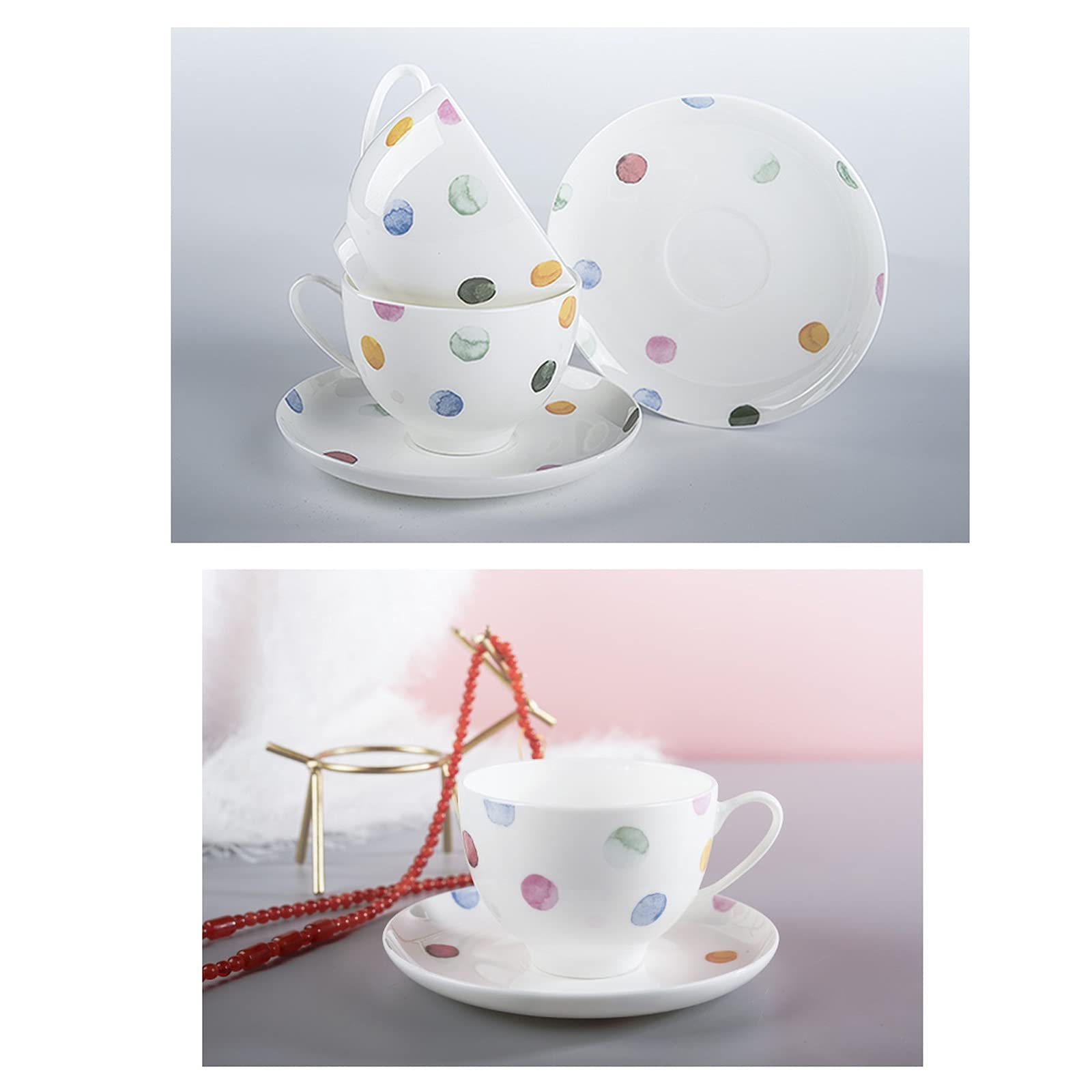 Taza de café Bone China, Taza de café con platillo, té de la Tarde, Taza de café de cerámica Fresca y Sencilla para el hogar, Taza de café de 250ML