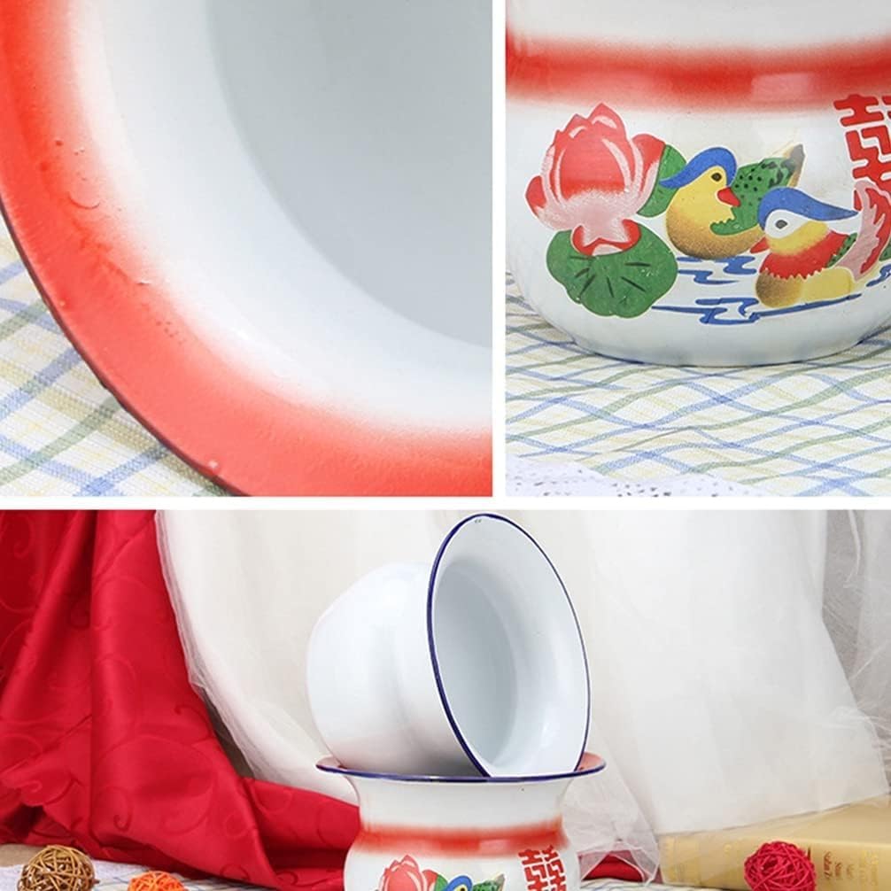 Chinese Enamel Spittoon,Chamber Pot,Urine,Bucket Portable Toilet,Potty,Spittoon,Bedpan,Puke Bucket