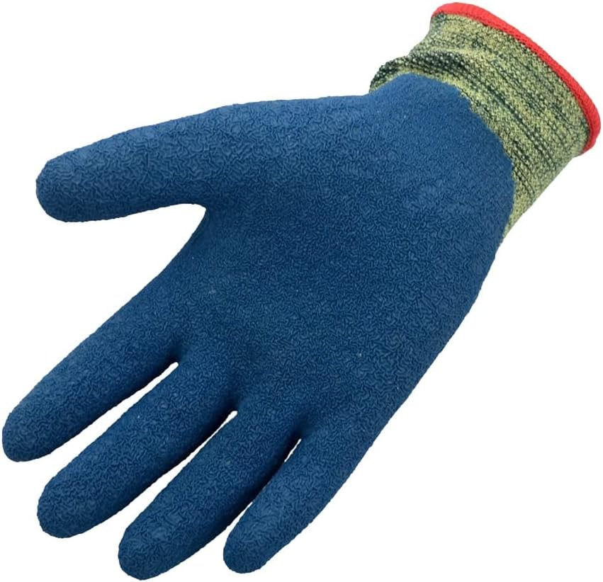 Gloves Cut- Resistant Grade 5 Gloves, Latex Coated Work Gloves, Double- Layer Composite Materials, Suitable for Gardening, Construction