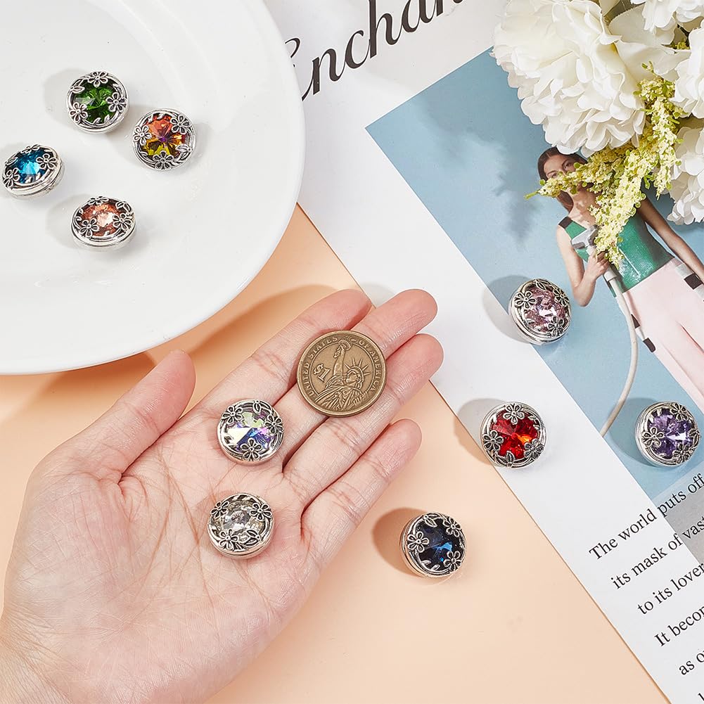 DELORIGIN 10pcs Flower Snap Button Alloy Crystal 20mm Snap Buttons Jewelry Charms Interchangeable Snaps for Jewelry Making Women DIY Bracelets Bangles Necklaces Rings Brooch Accessories - Image 3