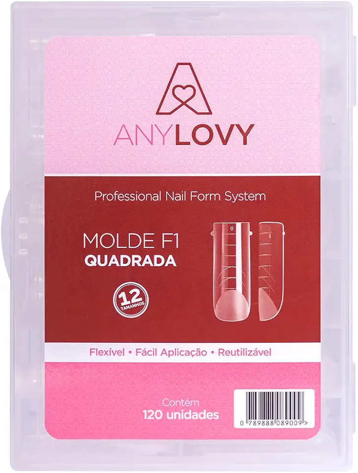 Molde F1 Quadrada Unhas De Gel Acrigel Anylovy 120 Unidades
