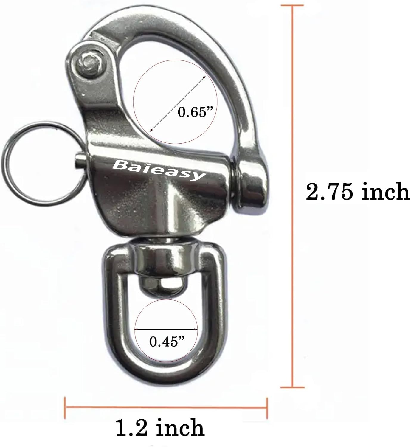 Confezione da 4 grilli girevoli per barche a vela, a sgancio rapido, in acciaio inox 316, per sartiame a vela, maschera SCBA, drizza, panico, spinnaker clip