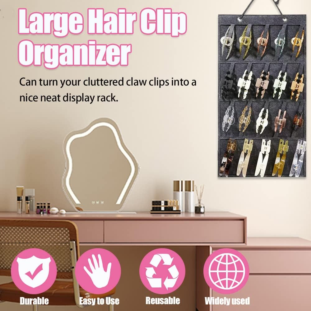 Claw Clip Organizer, Lar Organizer, Premium Felt Hanging Claws