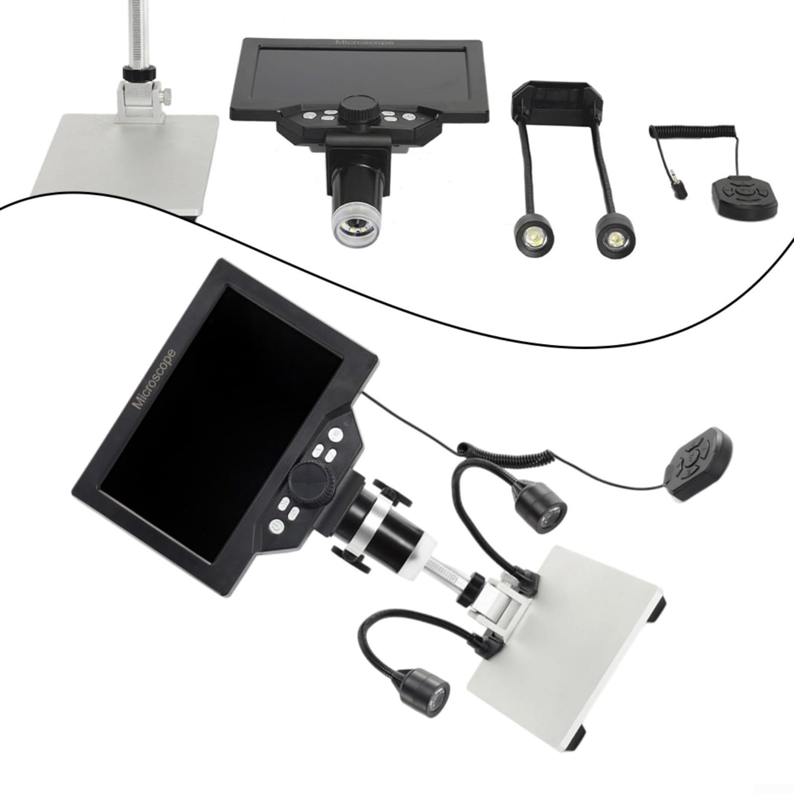 Microscopio digitale con display LCD in pollici, fotocamera 1080p e ingrandimento 1200x, USB con luce LED regolabile per riparazione elettronica, saldatura, esame di gioielli e ispezione industriale