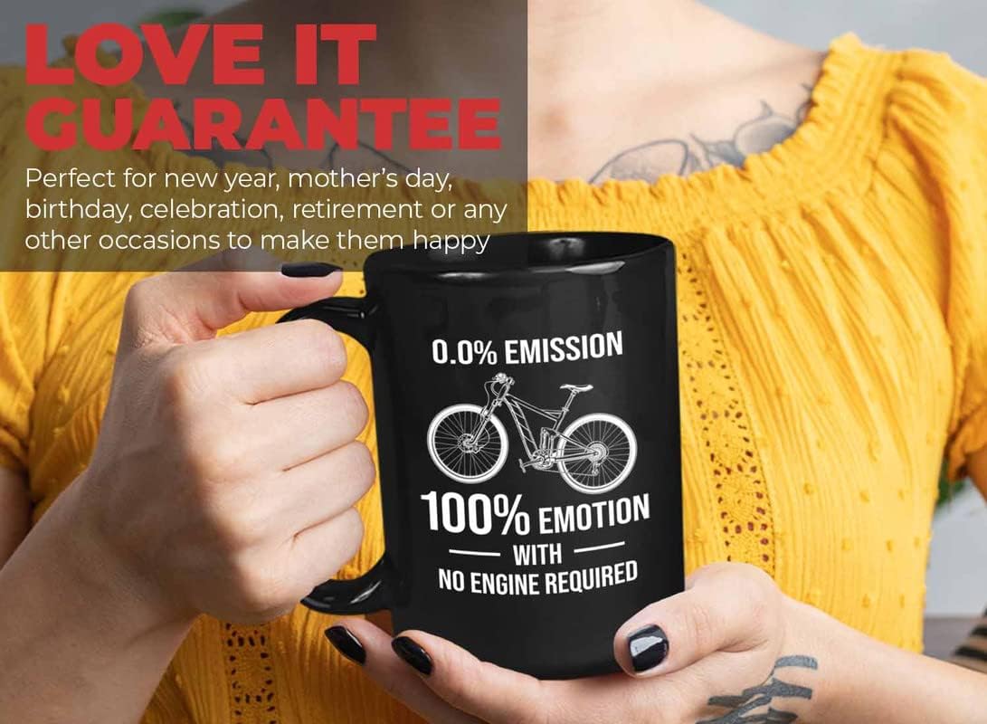 Cycling Coffee Mug 15oz Black - No Engine Required - Bicycle Biker Bike Cycling Athlete Sports Fun Workout Dad and Uncle Bicyclist