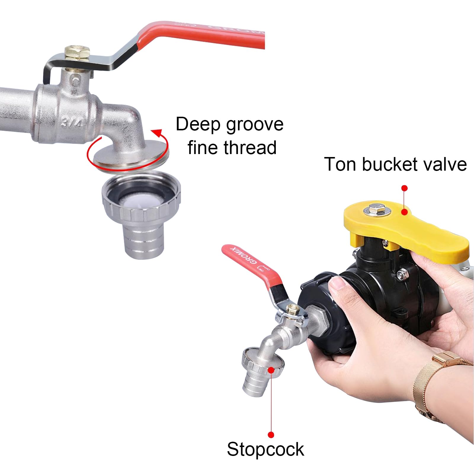 IBC Serbatoio Adattatore, Rubinetto Per Cisterna 1000 Litri,Rubinetto Di Uscita IBC Da 3/4 Di Pollice Con S60X6 Estensione Integrata,Per Serbatoio Di Raccolta Acqua Piovana E Cisternetta
