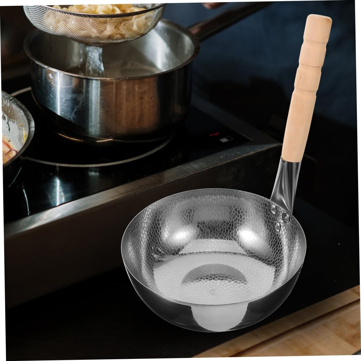 Multi-function Rice Noodles Soup Pot Small Stainless Steel Hammered Pot Milk Boiler Easy Clean