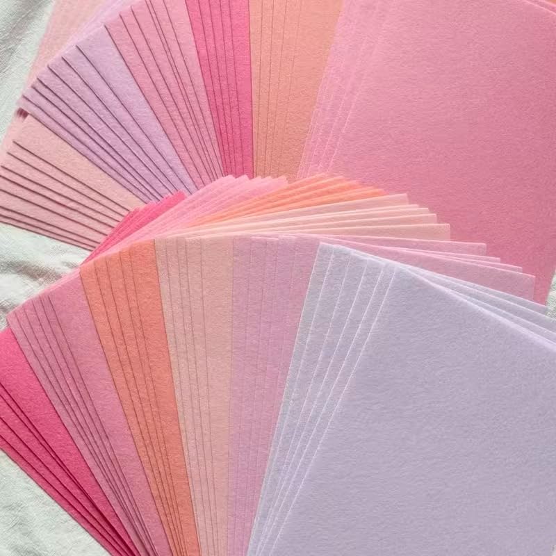Curious Button 10 Pcs Felt Fabric Sheets, Assorted Colours, Non-Woven, for DIY Crafts, Sewing, Patchwork & School Projects - 8x12 Inch (Pink)-image-18