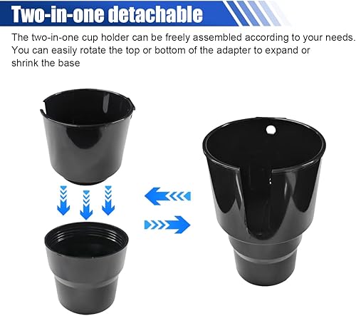 Miniatura 5 de Extensor de portavasos de automóvil 2 en 1, adaptador de soporte de bebida automotriz con base, soporte multifuncional para vasos de vehículo,