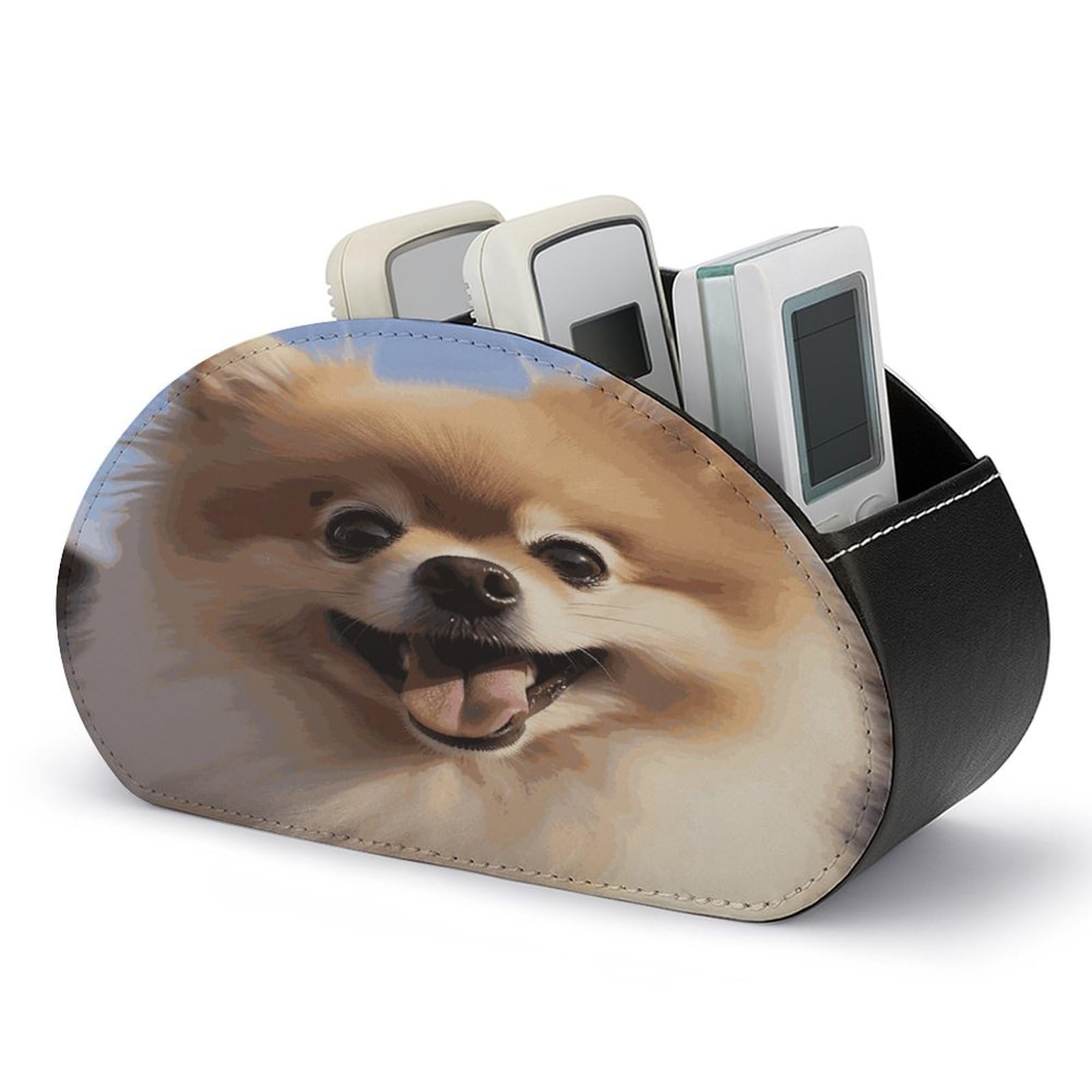 Btcowzrv Style Happy Pomeranian Remote Control Holder With 5 Compartments