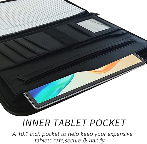 Miniatura 4 de Boczif Padfolio - Organizador de carpetas de cartera planificador de cuero para hombres y mujeres organizador de cuadernos de negocios con bolsillo