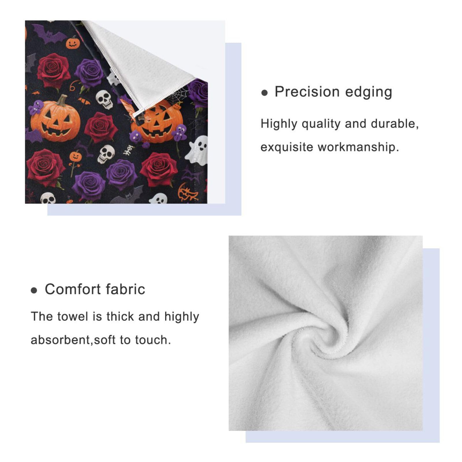 Halloween zucca gialla fiori rosa asciugamani decorativi Set 3 pezzi, 1 asciugamano da bagno 1 asciugamano mani 1 panno per il corpo viso bagno