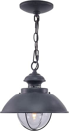 VAXCEL Harwich 1 Light Gray Coastal Outdoor Barn Dome Pendant Clear Glass