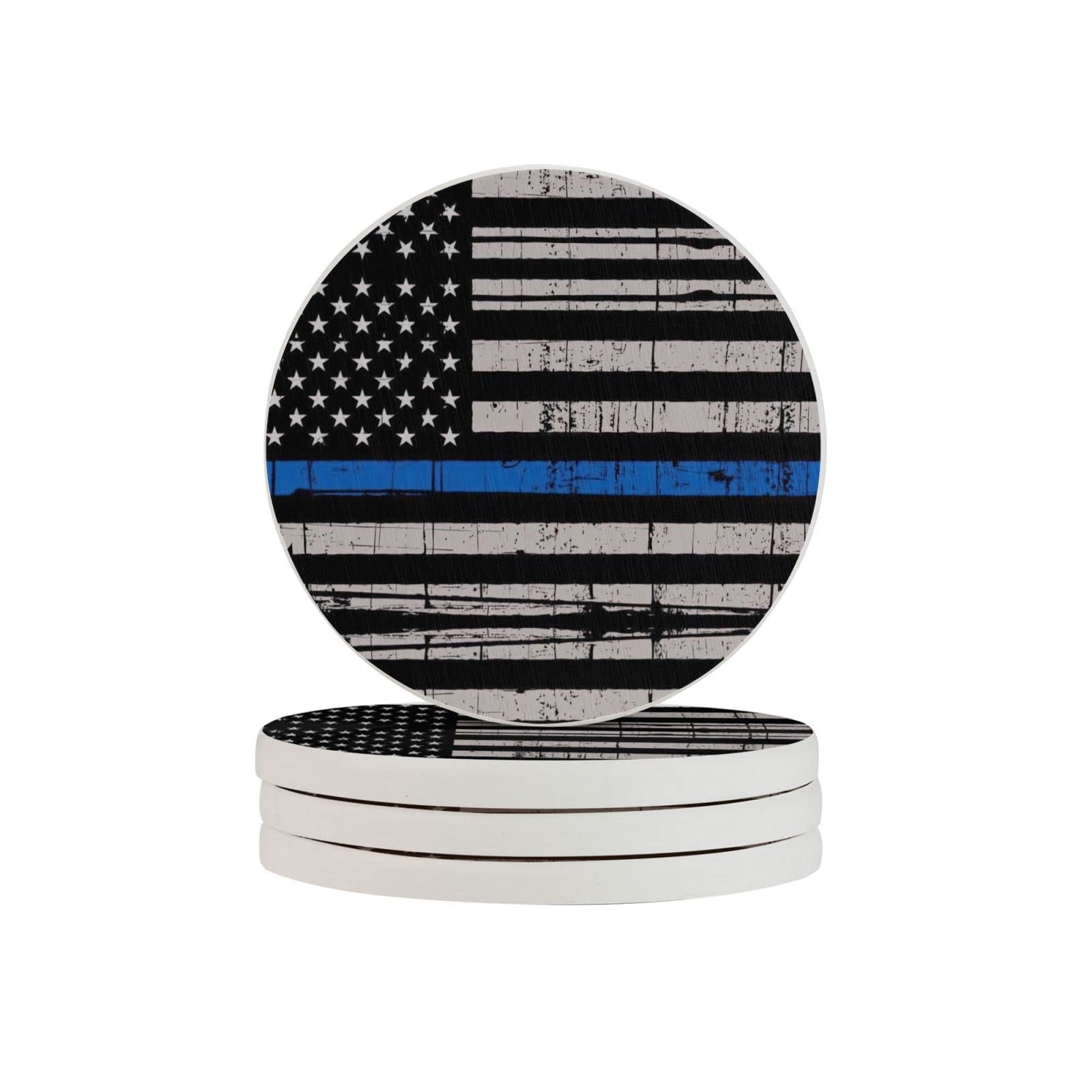 Drapeau américain fin bleu dessous de verre diatomite 10cm