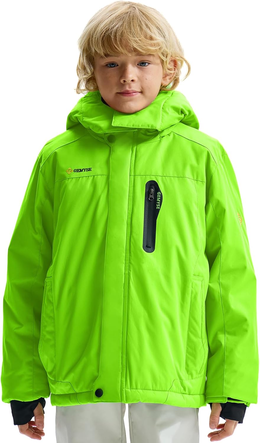 GEMYSE Boy's Waterproof Ski Snow Jacket Hooded Fleece Lined Windproof Winter Jacket - Image 7
