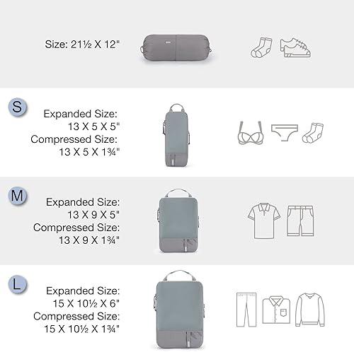 Miniatura 2 de BAGSMART - Juego de 6 cubos de compresión para maletas, juego de 6, 4 y 2, cubos organizadores de viaje, juego de bolsas expandibles, organizadores