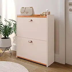 Sapateira 2 Gavetas Basculantes Organizadora Multiuso Armário Closet 12 Pares Quarto Hall De Entrada (Off White)