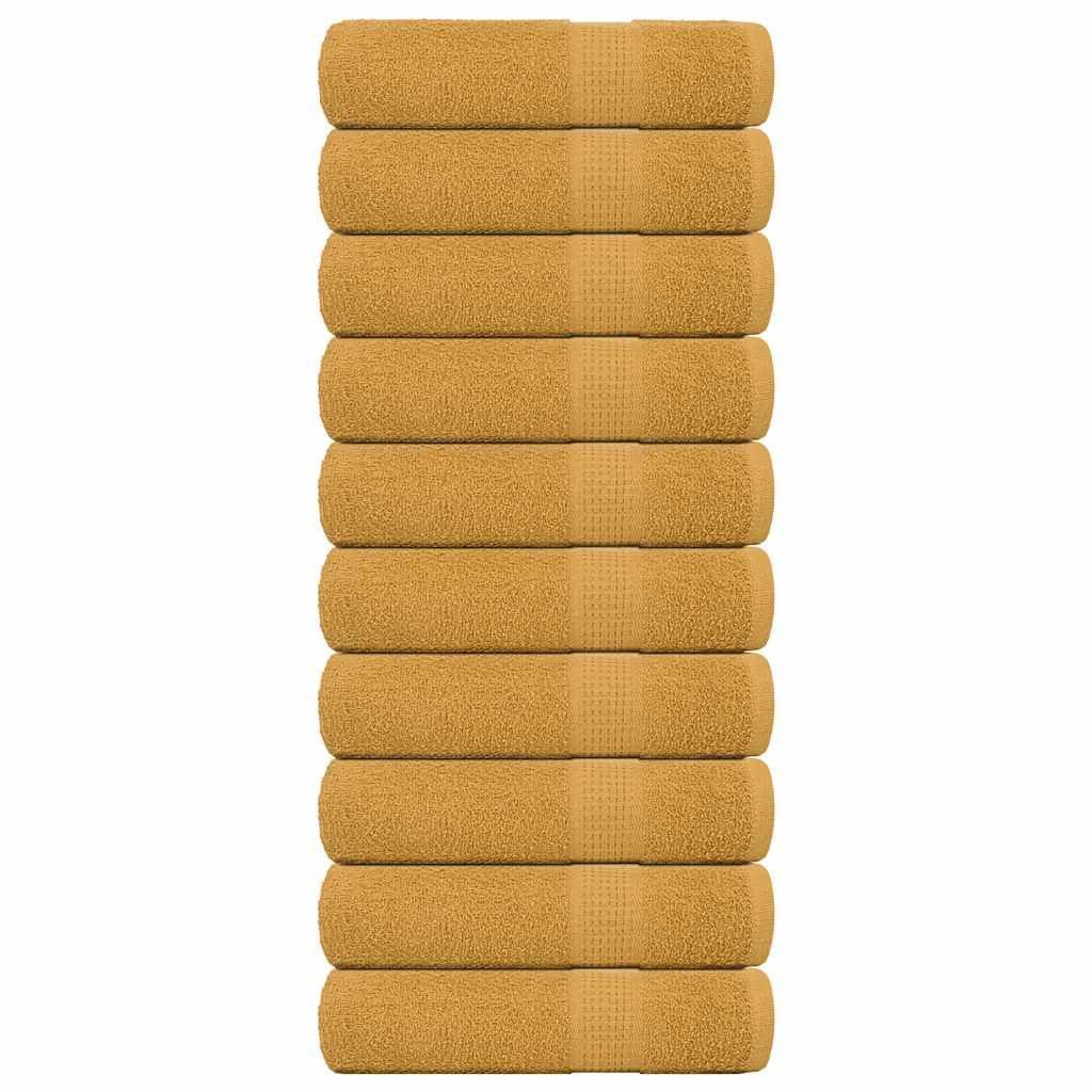 Mangloder FROGN Handtücher Set 10 Stk. Gold 50x100 cm, 360 g/m², 100% Baumwolle, Frottee, saugstark, flauschig, schnelltrocknend für Bad, Sauna, Strand und Gäste