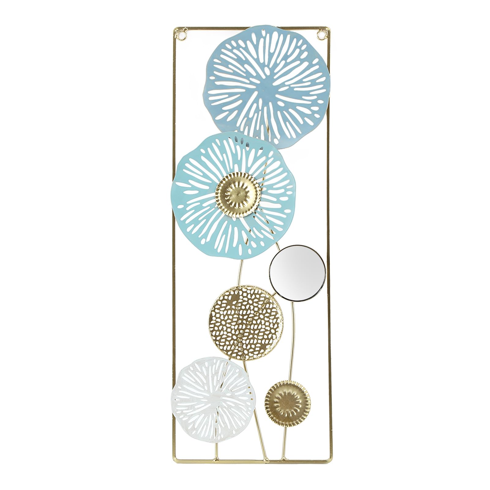 BuyWeek Decoración De Arte De Pared De Metal, Adorno De Escultura De Pared De Metal Elegante Decoración De Espejo para Colgar En La Pared para Sala De Estar Dormitorio Oficina