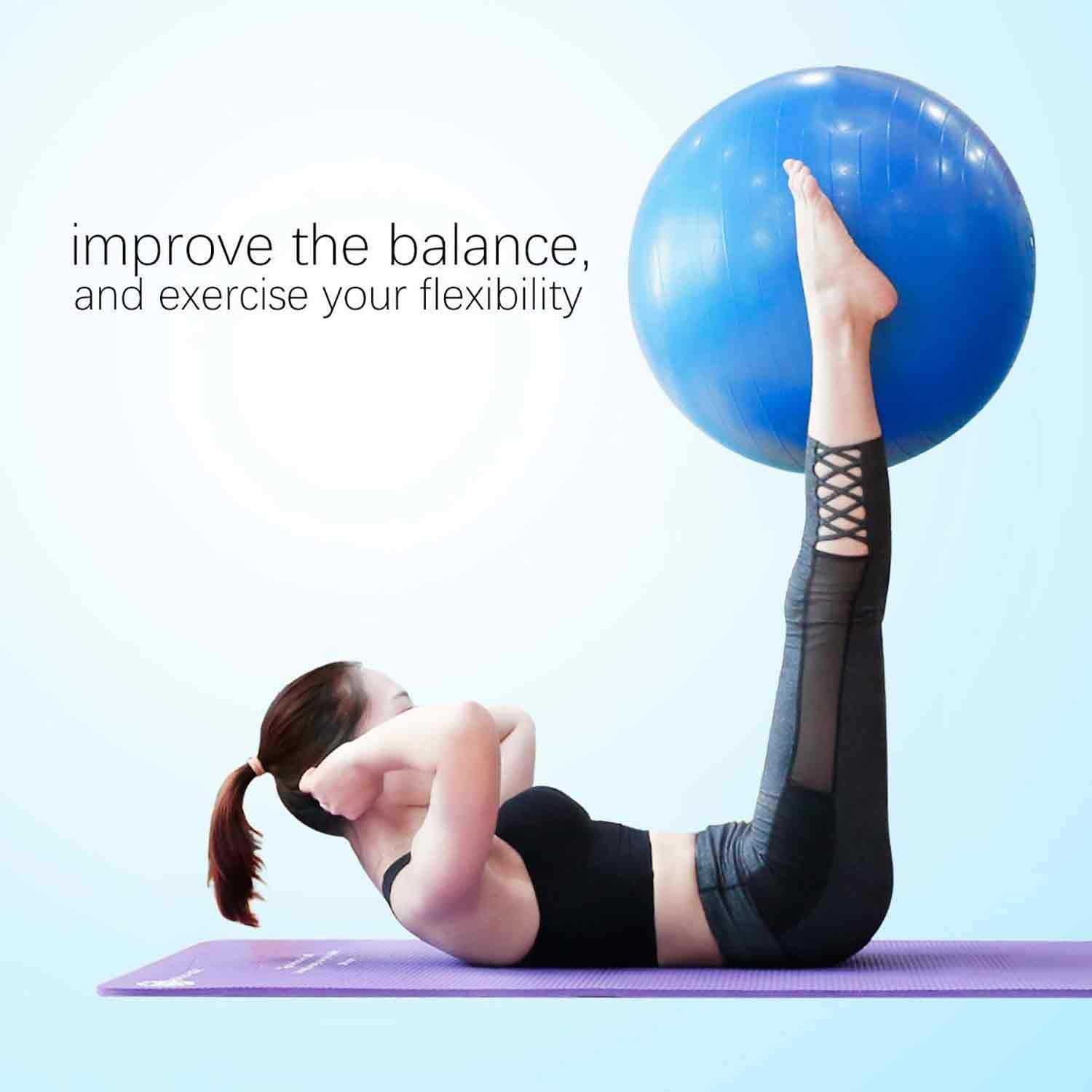Shrevi Yoga Ball for Exercise & Fitness with Air Pump | Anti Burst Swiss Ball for Gym, Home Workout, Pregnancy Exercise, Physiotherapy, Balance & Core Training (Blue) 2