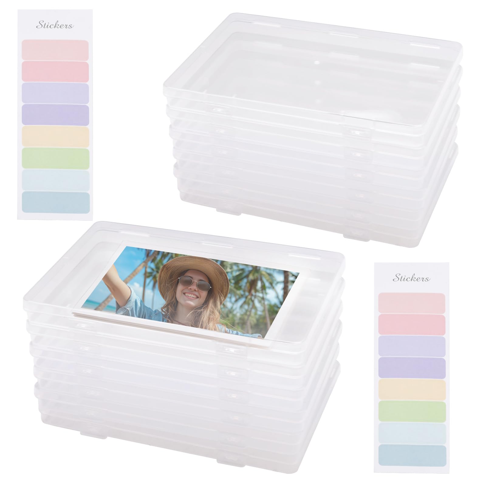 Boîte de rangement plastique transparent lot de 12 avec couvercle 13x18cm pour photos et loisirs