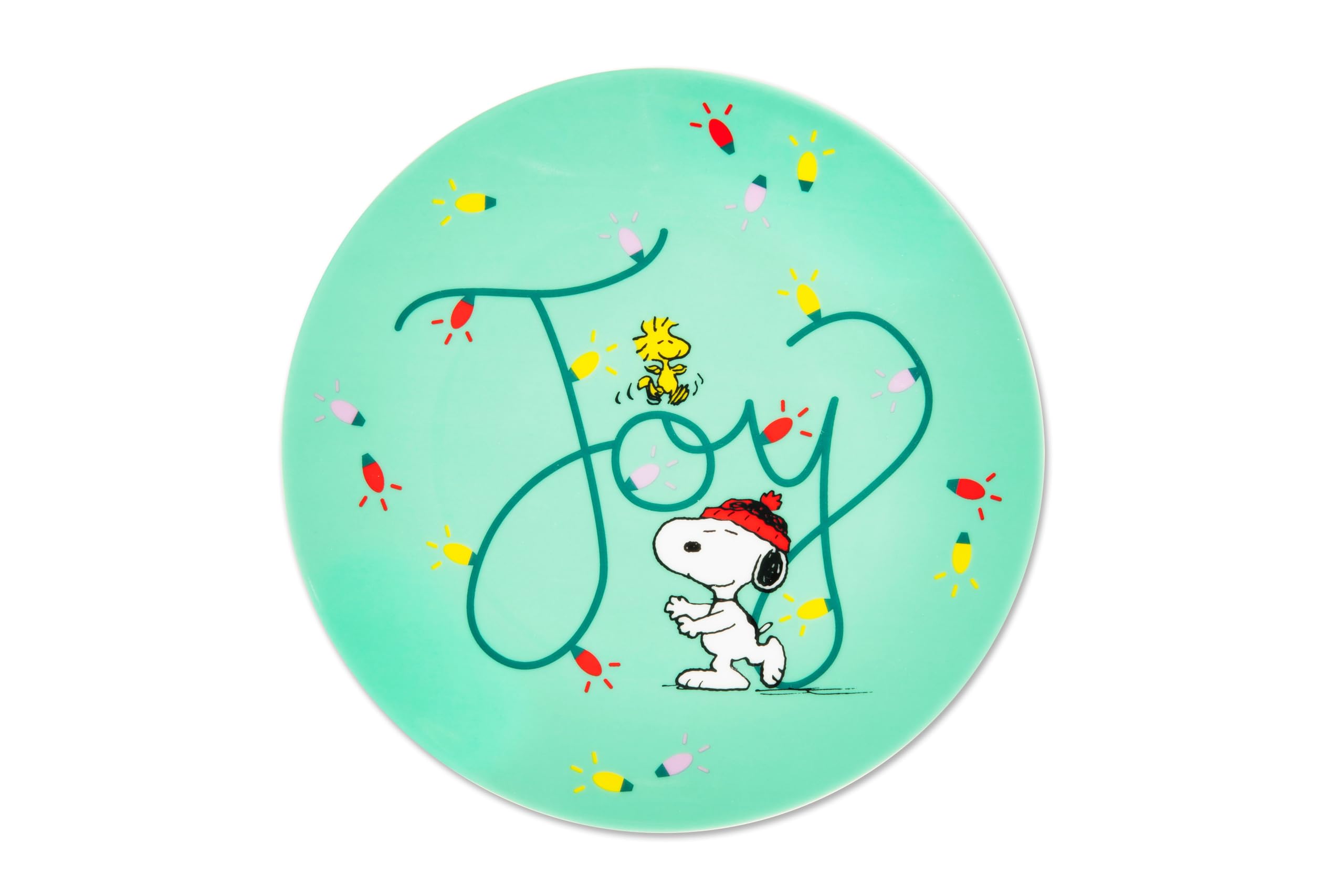 Excelsa Peanuts Shiny & Bright Lot de 6 assiettes à dessert, porcelaine, vert et blanc, 20,5 cm, set de Noël avec Snoopy, pour gâteaux et petit-déjeuner