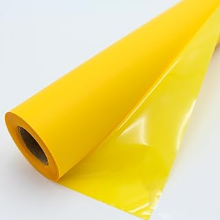 30m Rollo de Celofán Amarillo con una Cara Brillo y la Otra Mate 70cm para Envolver Regalos, Cestas y Decoración de Flores, Papel Celofan (Amarillo)