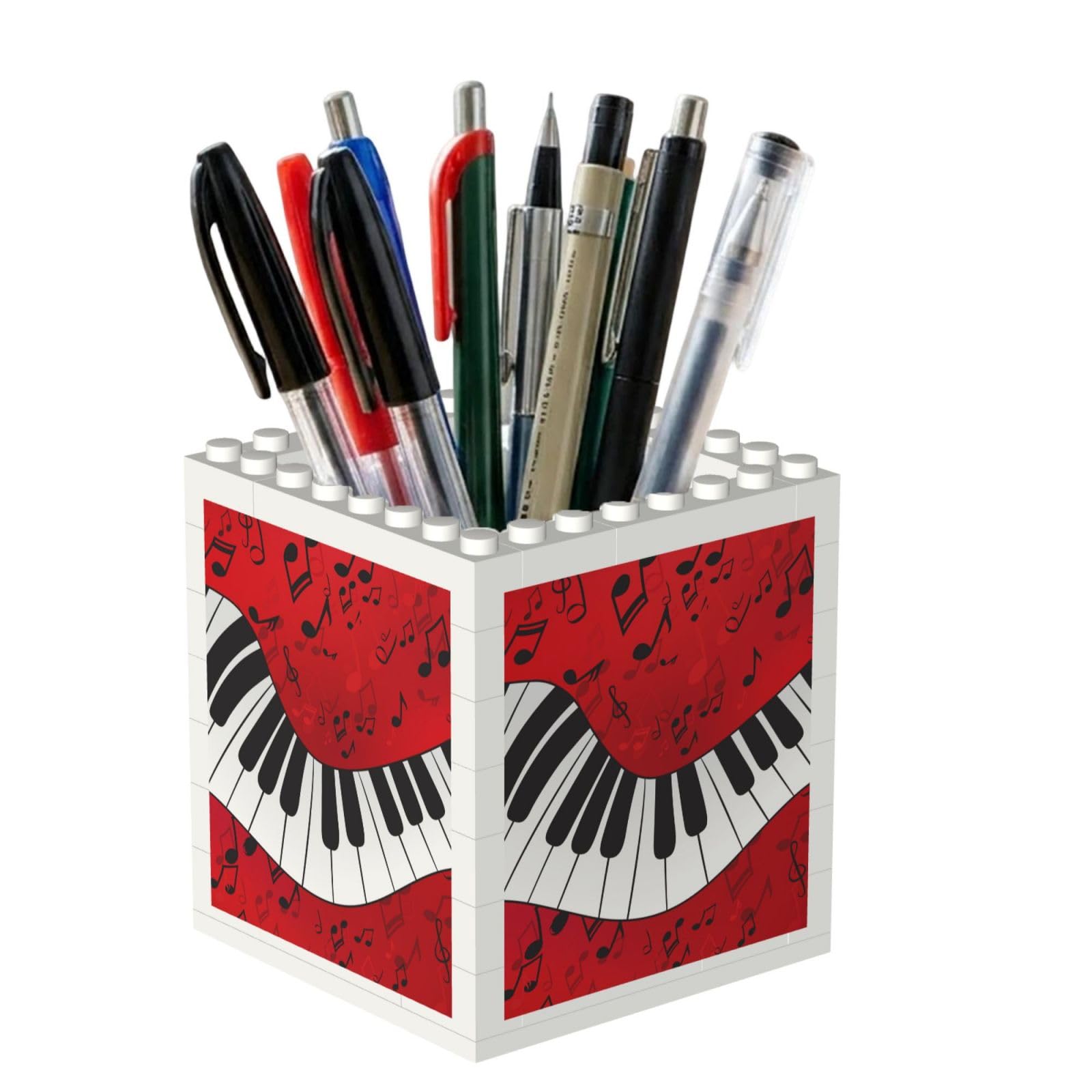 Poadnly Music Note Piano Printing, Pen Pot Pencil Holder for Office Home School, Compact Desk Organiser for Office Stationery