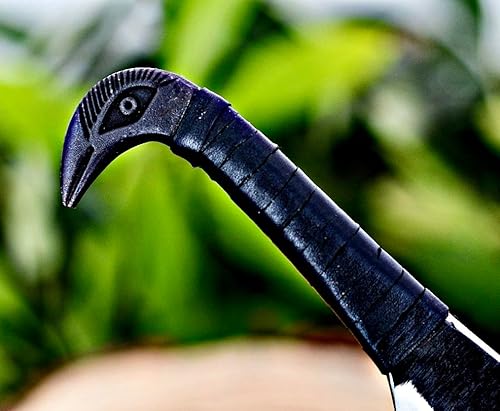 Miniatura 6 de Poshland - Cuchillo nórdico Viking de Odin Raven de 10.3 pulgadas - Hoja de acero al carbono forjada a mano de 6.5 pulgadas, empuñadura de cabeza de