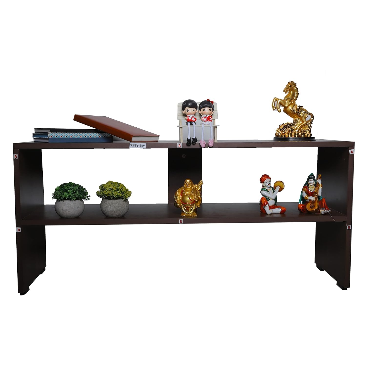 KVS Furniture Engineered Wood Rectangular Shape Coffee Table/Centre Table with Storage/Study Table/Reading Table (Accasiya Brown) Engineered Wood 1