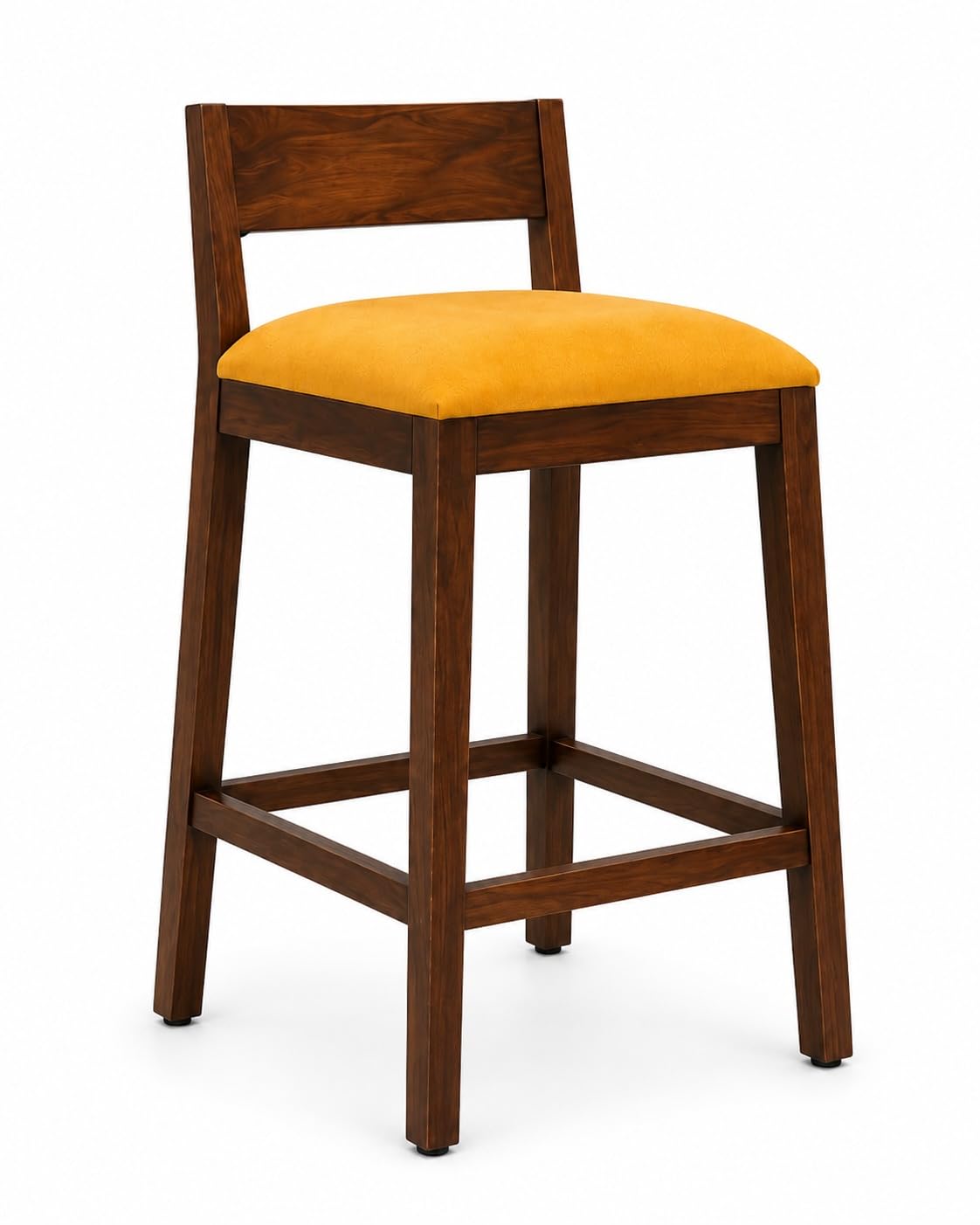 Sheeesham Wood Bar Chairs/Bar Stool/Kitchen Chair with Rounded Back Rest with Arm Rest in Natural Brown Finish 26 Inches Seating Height, Teal-image-30