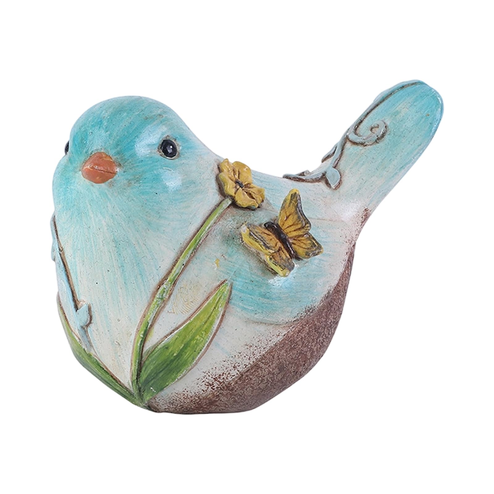 Msioytog Bird Figurine for Tabletop Decor Resin Sculpture with Raised Flower and Butterfly Detail for Shelf and Console Table Tiered Tray Decor