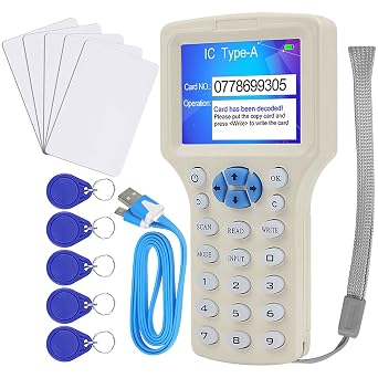 LEXI ID IC HID Card Copier, NFC Reader, 125KHz 13.56MHz 10 Frequency RFID Access Writer/Reader/Duplicator, Key fob Cards Programmer, UID Decoder with USB
