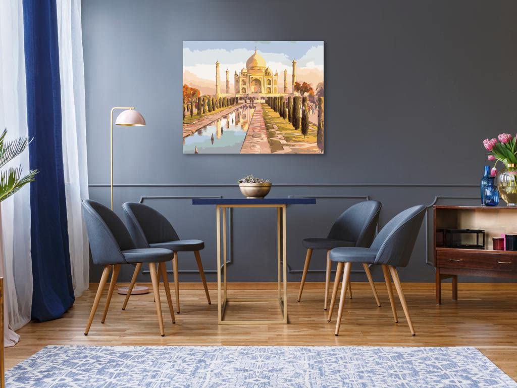 Malowanie według liczb - Taj mahal i wschód słońca 80 x 100 cm z blejtramem (już napięty)