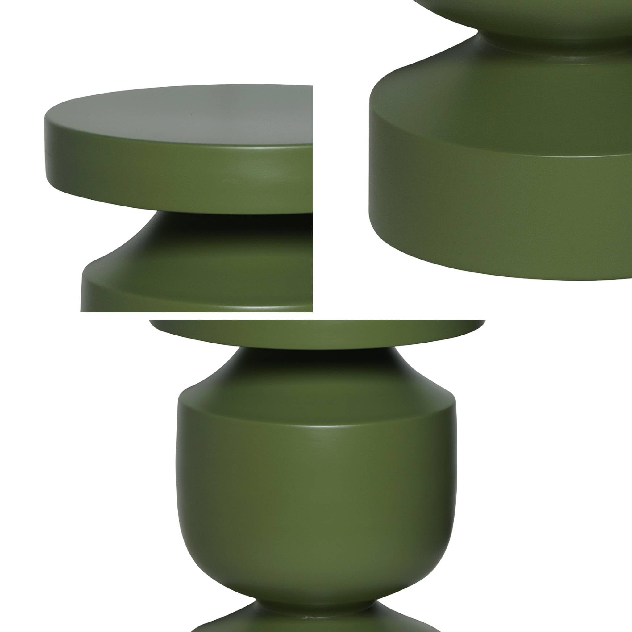 Alice's Garden sweeek - Table d'appoint. Bout de canapé. Table de Chevet en métal Coloris Kaki. Alma. Ø30.5 x H 43.5cm