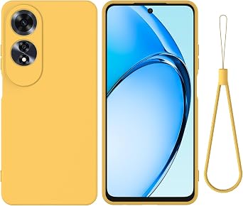Case for Oppo A60 4G, Silicone Protective Phone Case for Oppo A60 4G with Silicone Lanyard, Slim Thin Soft Shockproof Cover for Oppo A60 4G Silicone Case Yellow