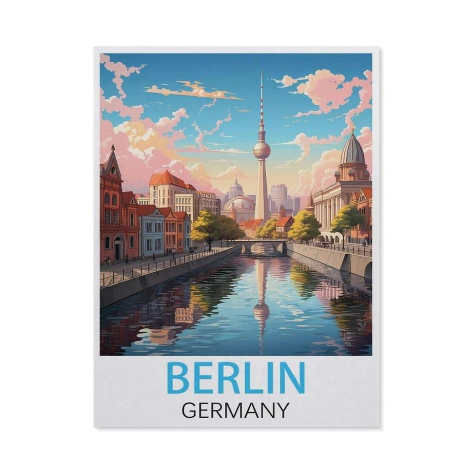 Beayodkp （40 X 50 Cm/15.74 X 19.68 Inches） Berlin Germany Vintage Travel Posters，Diamond Painting Kits For Adults - 5D Diamond Painting Kit Full Drill, Diamond Art Kits For Home Wall Decor-Cg68