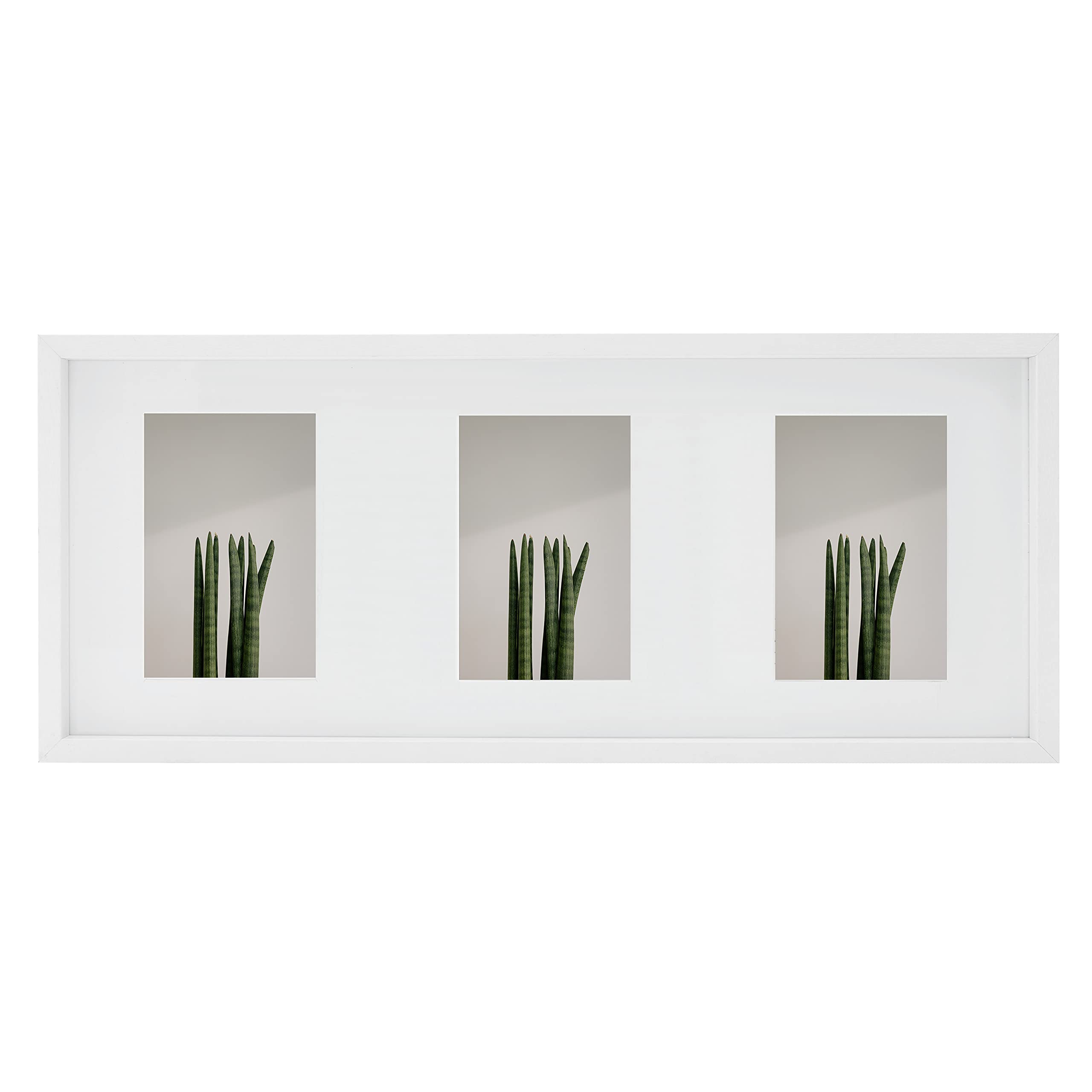 Kenro Strata Series White Photo Frame for 3 6x4” / 10x15cm with Wide Mat – ST1015W/3