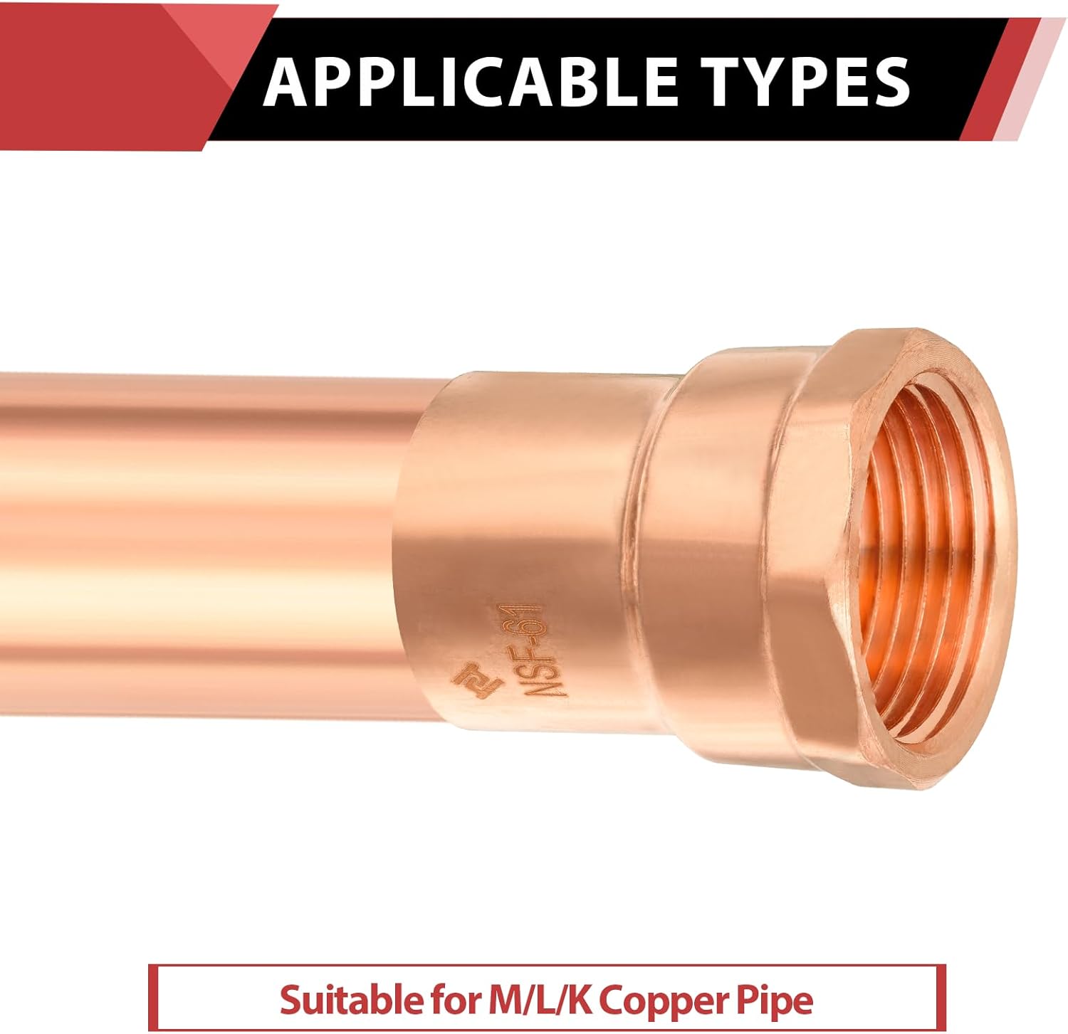 (Pack of 5) EFIELD 1-Inch Copper Female Adapter C x FNPT, LF Copper Plumbing Fittings with Sweat Solder X FNPT Connection,(COPPER064)