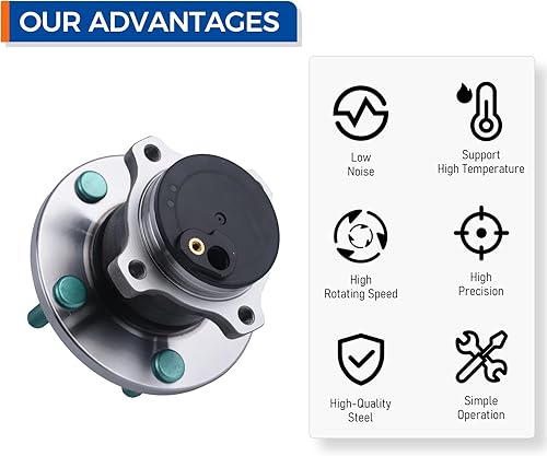 Miniatura 6 de PAROD Par de rodamientos de cubo de rueda trasera 512347 compatible con Mazda 3 2004-2013, Mazda 3 Sport 2009-2013, Mazda 5 2006-2017, 5 lengüetas