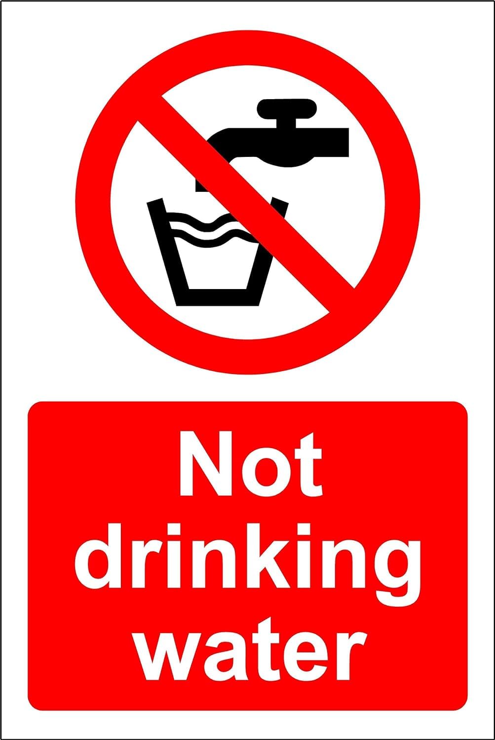 Not drinking water Safety sign - Self adhesive sticker 100mm x 75mm (Pack of 5 stickers) Case (Pack of 10)